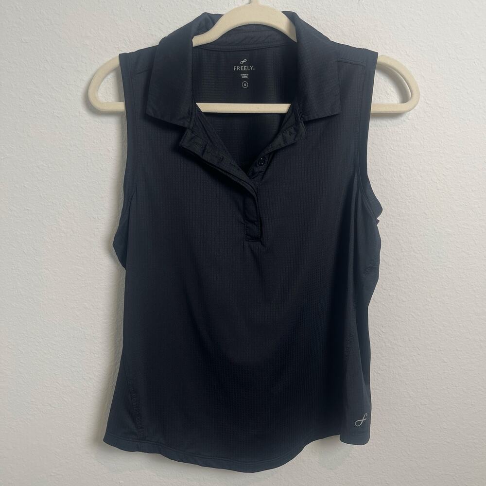 Freely Black Sleeveless Polo Top Small Athletic Golf Performance Shirt